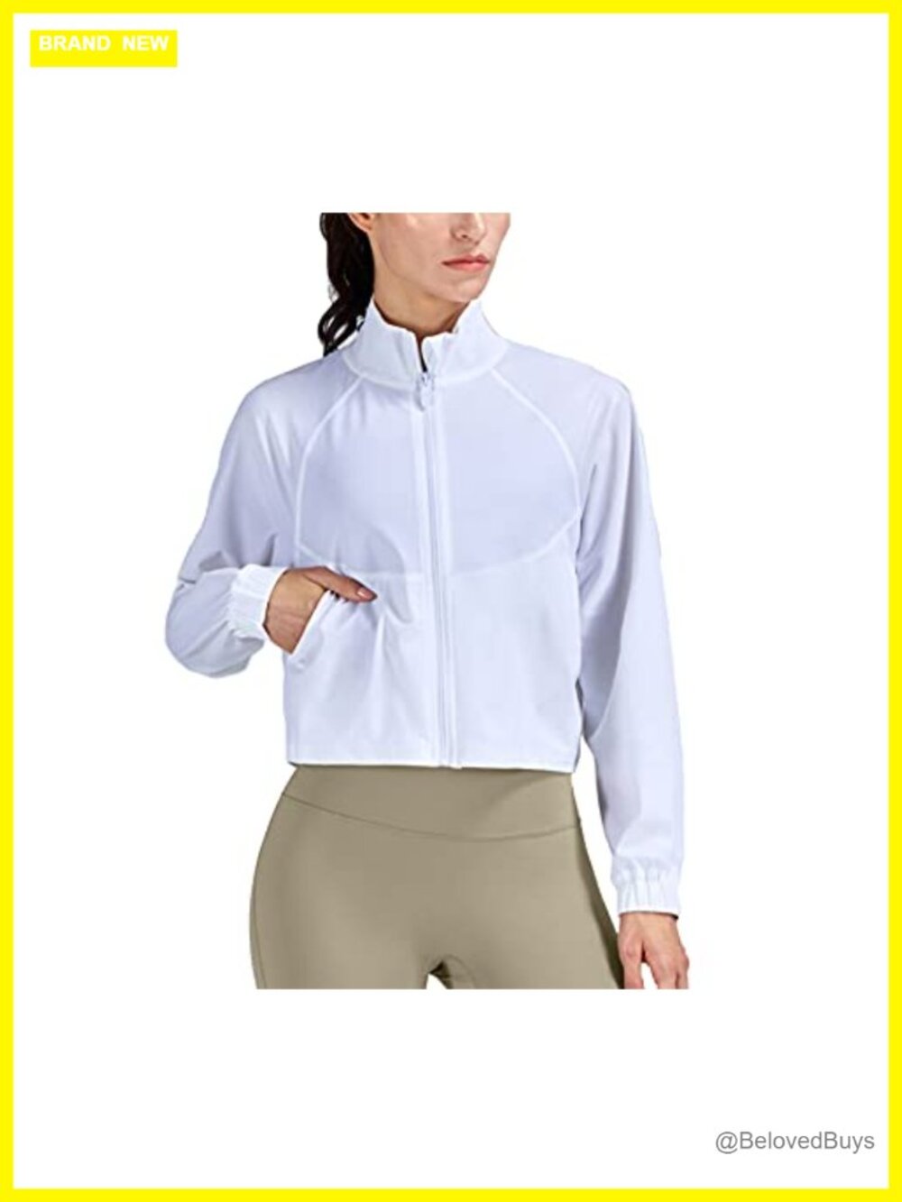 Women's UPF 50+ Athletic Running Track Zip Up Cropped Jackets